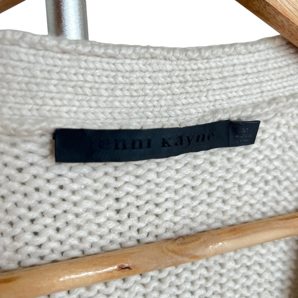 Jenni Kayne Cody Chunky Cream Knit Button Cardigan Front Pockets SZ M Minimalist - Picture 8 of 15